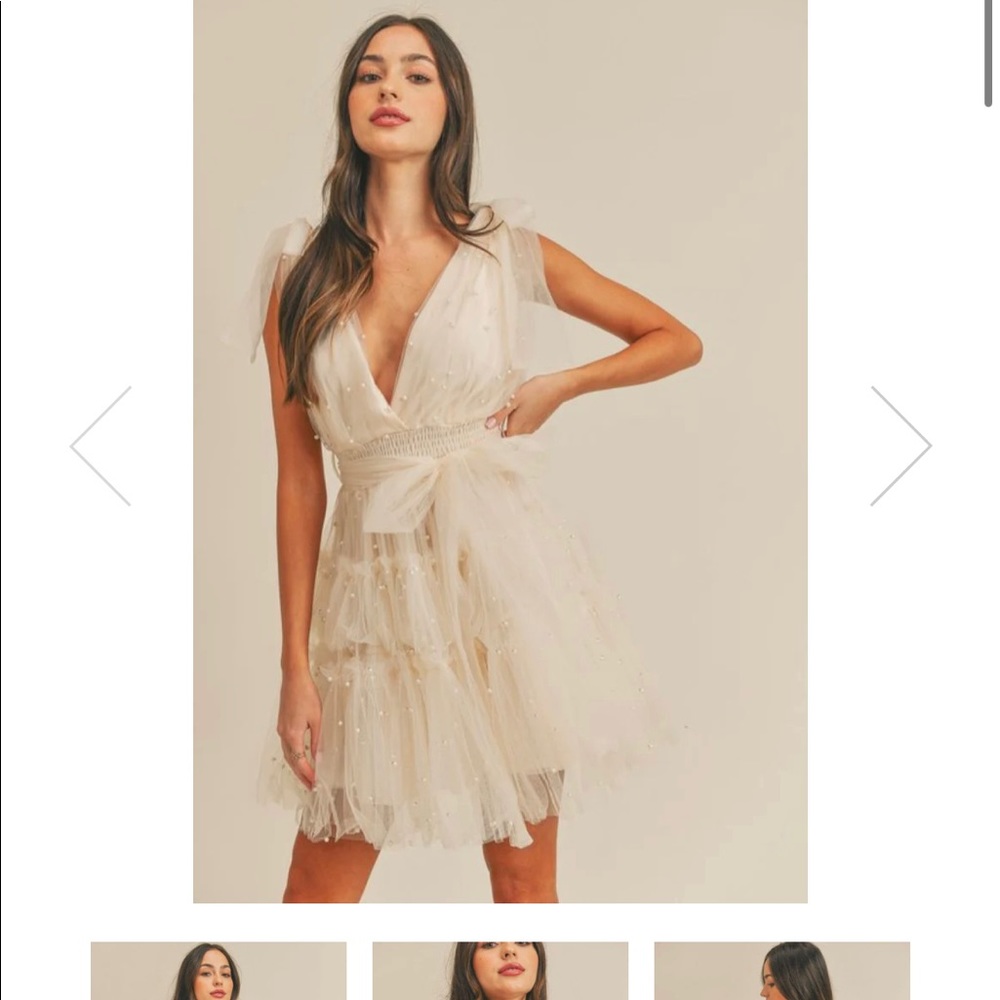 Sophia Pearl Tiered Tulle Mini Dress - Ivory